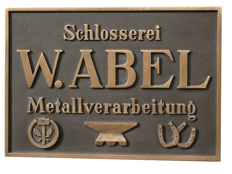 Historisches Firmenschild der Schlosserei Abel